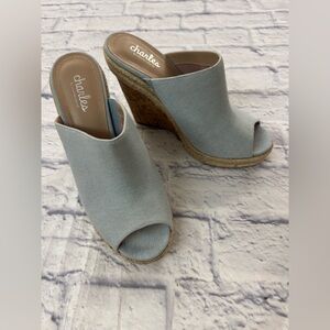 Charles David Robins’ Egg Blue Open Toe Wedge Espadrilles size 7.5
